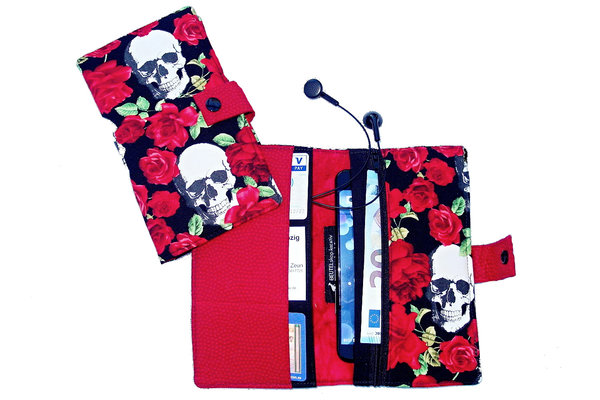 Portemonnaies 3 Kartenfächer Nr. 22 "red skull roses"